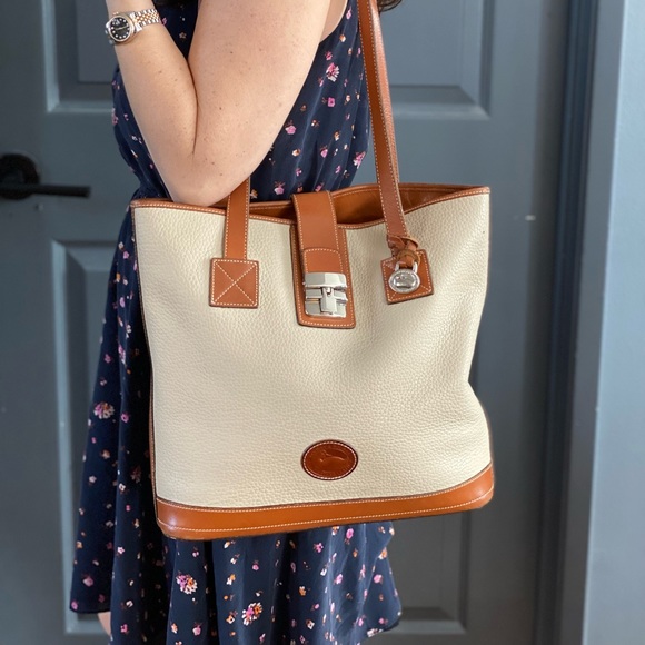 Dooney & Bourke All Weather Leather Cream and Beige Tote - Picture 9 of 13